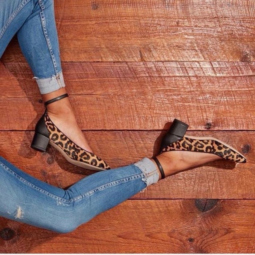 Sam Edelman Lola Calf Hair Leopard Ankle Strap Pump